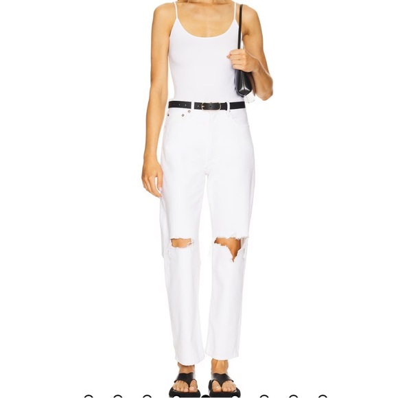 Agolde Denim - Agolde 90s Distressed White Crop Jeans